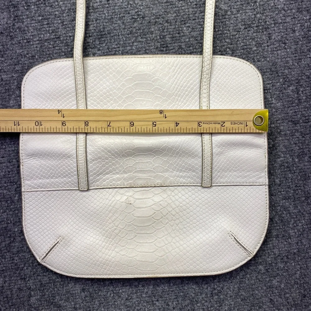 Banana Republic White Snake Embossed Half Moon Double Clutch Bag Cow Leather